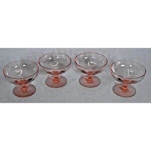 Set of (4) Vintage Pink Fruit Dish Sherbet Dessert 3" Stemmed Champagne Glasses